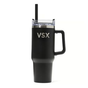 Victoria's Secret VSX 40 oz black and silver tumbler with straw NWT